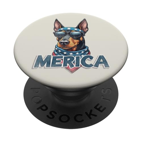 Vintage Dobermann 4. Juli Merica PopSockets Klebender PopGrip Vintage Dobermann 4. Juli Merica PopSockets Klebender PopGrip von USA Funny dog apparel for the holidays