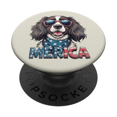 Vintage English Springer Spaniel 4. Juli Merica PopSockets Klebender PopGrip Vintage English Springer Spaniel 4. Juli Merica PopSockets Klebender PopGrip von USA Funny dog apparel for the holidays