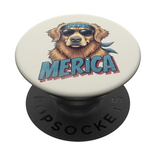 Vintage Golden Retriever 4. Juli Merica PopSockets Klebender PopGrip Vintage Golden Retriever 4. Juli Merica PopSockets Klebender PopGrip von USA Funny dog apparel for the holidays