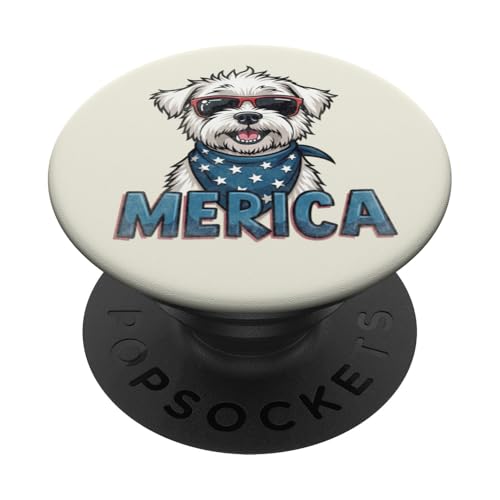 Vintage Malteser 4. Juli Merica PopSockets Klebender PopGrip Vintage Malteser 4. Juli Merica PopSockets Klebender PopGrip von USA Funny dog apparel for the holidays