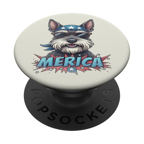 Vintage Miniatur Schnauzer 4. Juli Merica PopSockets Klebender PopGrip Vintage Miniatur Schnauzer 4. Juli Merica PopSockets Klebender PopGrip von USA Funny dog apparel for the holidays