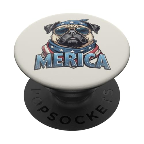 Vintage Mops 4. Juli Merica PopSockets Klebender PopGrip Vintage Mops 4. Juli Merica PopSockets Klebender PopGrip von USA Funny dog apparel for the holidays