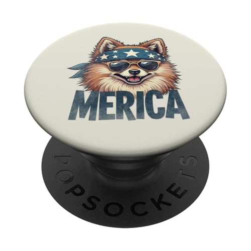Vintage Pomeranian 4. Juli Merica PopSockets Klebender PopGrip Vintage Pomeranian 4. Juli Merica PopSockets Klebender PopGrip von USA Funny dog apparel for the holidays