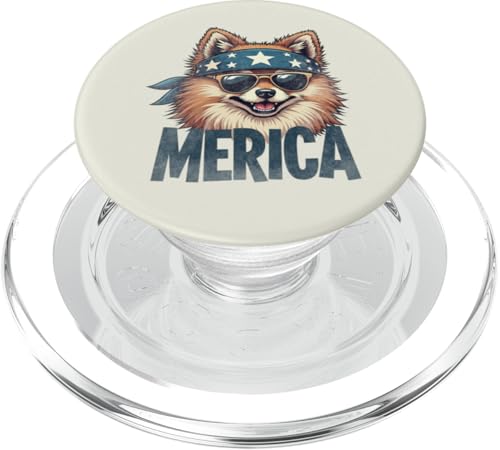 Vintage Pomeranian 4. Juli Merica PopSockets PopGrip für MagSafe von USA Funny dog apparel for the holidays