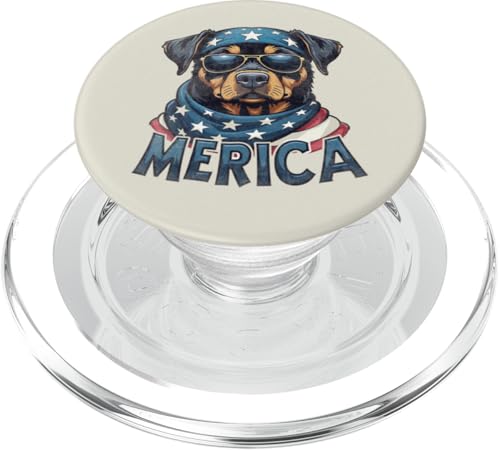 Vintage Rottweiler 4. Juli Merica PopSockets PopGrip für MagSafe von USA Funny dog apparel for the holidays