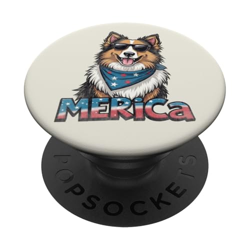 Vintage Shetland Sheepdog 4. Juli Merica PopSockets Klebender PopGrip Vintage Shetland Sheepdog 4. Juli Merica PopSockets Klebender PopGrip von USA Funny dog apparel for the holidays