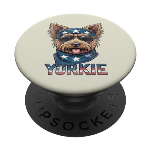 Vintage Yorkie 4. Juli Merica PopSockets Klebender PopGrip Vintage Yorkie 4. Juli Merica PopSockets Klebender PopGrip von USA Funny dog apparel for the holidays