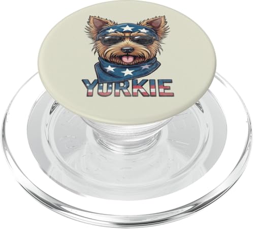 Vintage Yorkie 4. Juli Merica PopSockets PopGrip für MagSafe von USA Funny dog apparel for the holidays