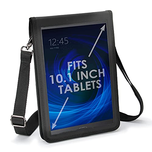 USA Gear 10 Zoll Hülle Für Tablet Hülle Kompatibel Mit Samsung Galaxy Tab A 10.1, Lenovo 10.1 Und Weiteren 10-Zoll-Tablets - Eingebauter Displayschutz Und Tragegurt (Schwarz) von USA Gear