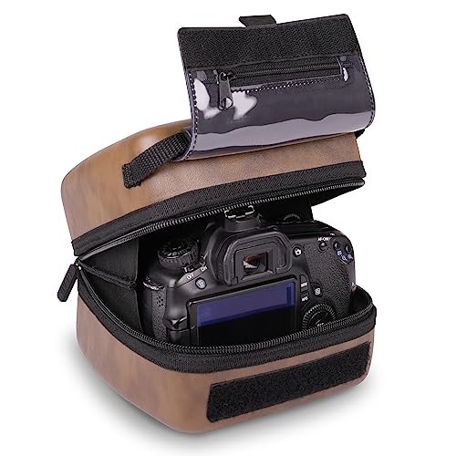 USA Gear Hartschalen-DSLR-Kameratasche mit geformtem Eva-Schutz, Schnellzugriffsöffnung, gepolstertem Innenraum und gummibeschichtetem Griff (braun, vegan) von USA Gear
