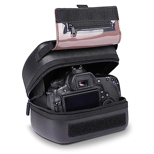 USA Gear Hartschalen-DSLR-Kameratasche mit geformtem Eva-Schutz, Schnellzugriffsöffnung, gepolstertem Innenraum und gummibeschichtetem Griff (schwarz vegan) von USA Gear
