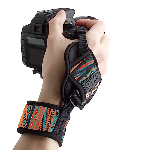 USA Gear Kamera Handschlaufe Leder mit Gepolstertem Neopren und anschließender Metallplatte - Kompatibel mit Canon, Fujifilm, Nikon, Sony und mehr DSLR-Kameras, Instant-Kameras ohne Spiegel - Bohemian von USA Gear