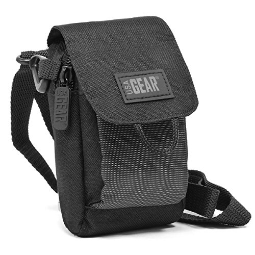 USA Gear Kameratasche kompatibel mit Nikon W300, Canon Powershot Elph 180, Sony W800, Panasonic FX50S und mehr - Kleine Digitalkameratasche mit Schultergurt, Gürtelschlaufe, Tasche für SD-Karte von USA Gear