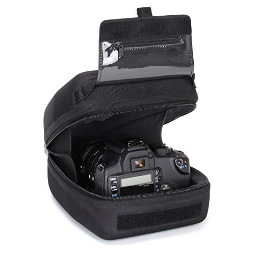 USA Gear Schnellzugriffs-DSLR-Hartschalen-Kamera- und Zoomobjektivgehäuse mit geformtem Eva-Schutz, gepolstertem Innenbereich, Gürtelhalfter und gummibeschichtetem Griff von USA Gear