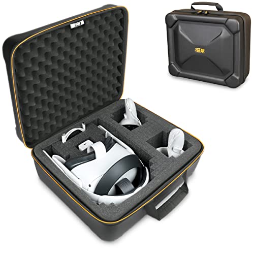 USA Gear VR-Headset-Hülle – Virtual-Reality-Hartschalenhülle, VR-Reisetasche mit Anpassbarer Schaumstoff-Innenseite – Kompatibel mit VR-Gaming-Headset, Controllern und Mehr von USA Gear
