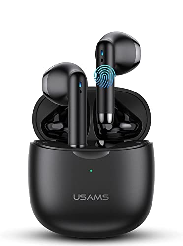 Bluetooth Kopfhörer in-Ear Wireless kabellos mit Kräftigem Bass with USB-C Quick Charge BT 5.0 HiFi 3D Stereo Sound True Wireless Earbuds mit Integriertem Mikrofon Touch Control Super-Mini (Schwarz) von USAMS