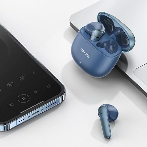TWS Bluetooth Kopfhörer in-Ear, Kabellose Ohrhörer BT 5.1 Noise Cancelling HiFi Stereo Klang Wireless, USB-C, mit Intensivem Bass HD Stereo Sound, Touch Sensoren für Sport/Arbeit oder Zuhause (Blau) von USAMS