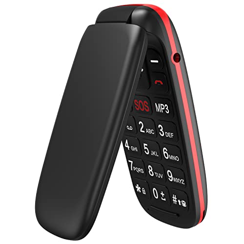 USHINING GSM Seniorenhandy Klapphandy ohne Vertrag, Großtasten Mobiltelefon Einfach mit Notruftaste 1,77 Zoll Farbdisplay - Schwarz von USHINING
