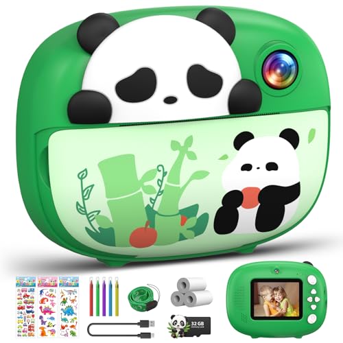 USHINING Kinderkamera Sofortbildkamera, 2,4 Zoll Bildschirm, 1080P HD-Video, 20MP Dual-Kamera, 32GB TF-Karte, Druckpapier, Farbige Stifte, Geschenk für Kinder 3-12 Jahre, Grün USHINING Kinderkamera Sofortbildkamera, 2,4 Zoll Bildschirm, 1080P HD-Video, 20MP Dual-Kamera, 32GB TF-Karte, Druckpapier, Farbige Stifte, Geschenk für Kinder 3-12 Jahre, Grün von USHINING
