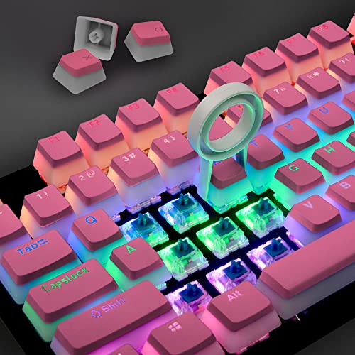 USHOW Pudding Tastenkappen, Double Shot PBT Hintergrundbeleuchtung 108 Tasten Tastenkappen Set für mechanische Gaming-Tastatur – Pink (nur Tastenkappen) von USHOW