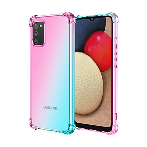 USIX XINNY Handyhülle für Samsung Galaxy A03s(SM-A037G) Hülle, Schlanke Soft Transparente TPU/Leichtes Gefälle Schutzhülle Telefonhülle, Pink/Grün von USIX