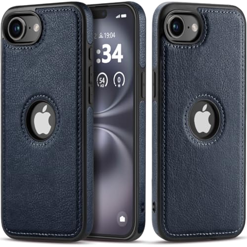 USLOGAN Schutzhülle für iPhone 16E, veganes Leder, schmal, luxuriös, elegant, Vintage, 15,5 cm (6,1 Zoll), Blau von USLOGAN