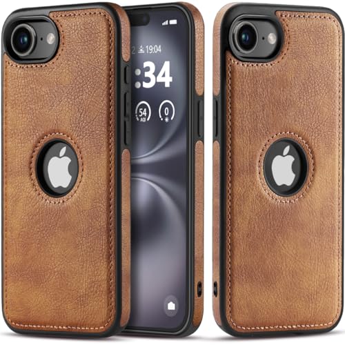 USLOGAN Schutzhülle für iPhone 16E, veganes Leder, schmal, luxuriös, elegant, Vintage, 2025, 15,5 cm (6,1 Zoll), Braun von USLOGAN
