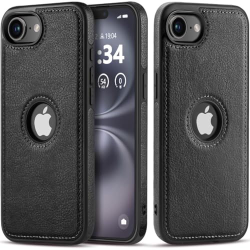 USLOGAN Schutzhülle für iPhone 16E, veganes Leder, schmal, luxuriös, elegant, Vintage, 2025, 15,5 cm (6,1 Zoll) (schwarz) von USLOGAN