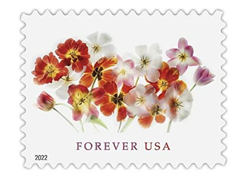 Tulips 2022 Forever First Class Briefmarken, Blumen, Garten, Liebe, Postal, (1 Blatt, 20 Briefmarken) von USPS