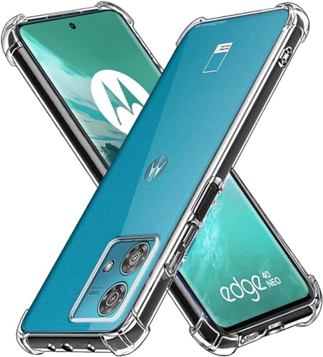 USTIYA Motorola Moto Edge 40 Neo Hülle Klar TPU Vier Ecken Schutzhülle Transparent Weich von USTIYA