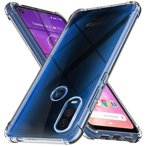 USTIYA Schutzhülle für Motorola One Vision Clear TPU Vier Ecken Schutzhülle Transparent Weich Funda von USTIYA