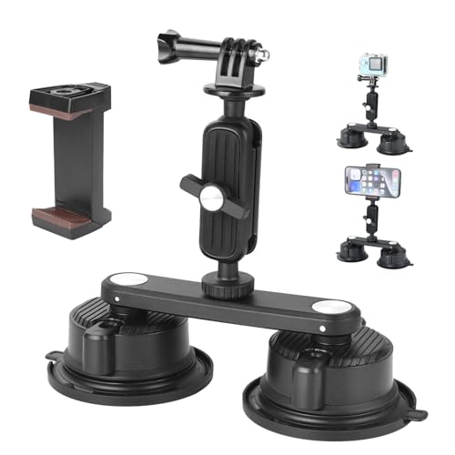 UTEBIT Dual Kamera Saugnapfhalterung, Magnet Saugnapfhalterung Actioncam mit Kugelkopf Zauberarm Saugnapf Autohalterung für GoPro Auto Kamerahalterung maximale Belastung von 3kg UTEBIT Dual Kamera Saugnapfhalterung, Magnet Saugnapfhalterung Actioncam mit Kugelkopf Zauberarm Saugnapf Autohalterung für GoPro Auto Kamerahalterung maximale Belastung von 3kg von UTEBIT