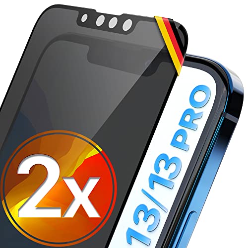 UTECTION 2X Full Screen Privacy Sichtschutzfolie für iPhone 13, iPhone 13 PRO - Perfekte Anbringung Dank Rahmen, Schutzglas Anti-Spion 9H Glas - Kompletter Schutz Vorne von UTECTION