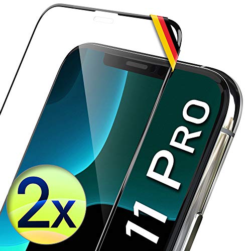 UTECTION 2X Full Screen Schutzglas 3D für iPhone 11 PRO, X/XS - Perfekte Anbringung dank Rahmen - Premium Displayschutz 9H Glas - Kompletter Schutz Vorne - Folie Schutzfolie Vollglas - 2 Stück von UTECTION