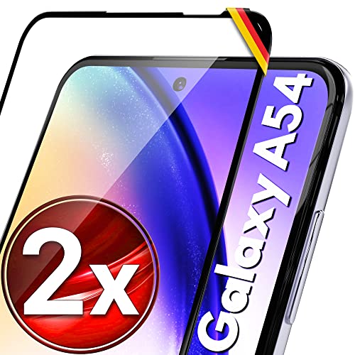 UTECTION 2X Full Screen Schutzglas für Samsung Galaxy A54 2023 - Fingerabdrucksensor kompatibel - 3D Schutzfolie gegen Displayschäden, Passgenaue Schutzglasfolie 9H Displayschutzfolie Glas von UTECTION