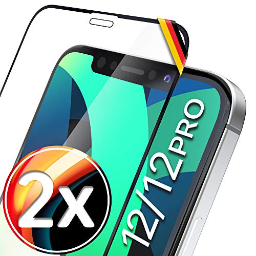 UTECTION 2X Full Screen Schutzglas für iPhone 12/12 PRO | Perfekte Passform vom Deutschen Anbieter | Kinderleichte Anbringung > Keine Blasenbildung, ultimative Glashärte für Langzeitschutz von UTECTION