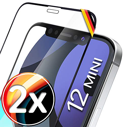 UTECTION 2X Full Screen Schutzglas für iPhone 12 Mini | Perfekte Passform vom Deutschen Anbieter | Kinderleichte Anbringung > Keine Blasenbildung, ultimative Glashärte für Langzeitschutz von UTECTION