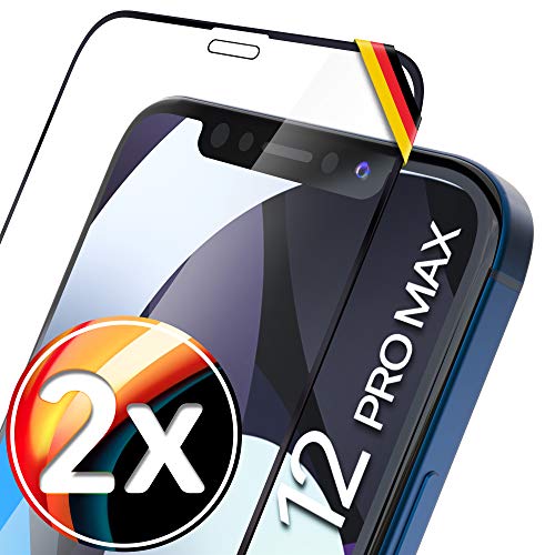 UTECTION 2X Full Screen Schutzglas für iPhone 12 PRO MAX | Perfekte Passform vom Deutschen Anbieter | Kinderleichte Anbringung > Keine Blasenbildung, ultimative Glashärte für Langzeitschutz von UTECTION