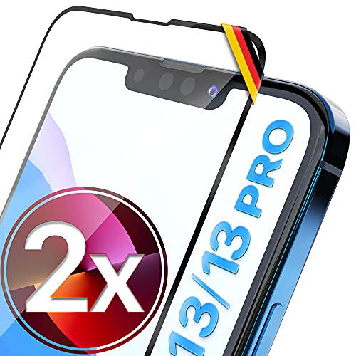 UTECTION 2X Full Screen Schutzglas für iPhone 13/13 PRO | Perfekte Passform vom Deutschen Anbieter | Kinderleichte Anbringung > Keine Blasenbildung, ultimative Glashärte für Langzeitschutz von UTECTION