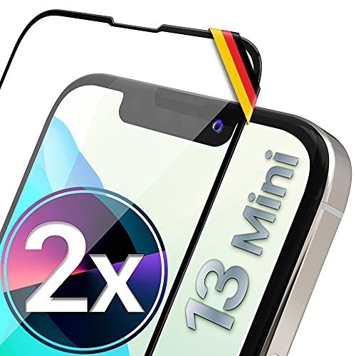 UTECTION 2X Full Screen Schutzglas für iPhone 13 Mini | Perfekte Passform vom Deutschen Anbieter | Kinderleichte Anbringung > Keine Blasenbildung, ultimative Glashärte für Langzeitschuz von UTECTION