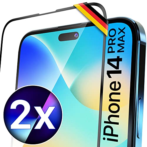 UTECTION 2X Full Screen Schutzglas für iPhone 14 PRO MAX | Perfekte Passform vom Deutschen Anbieter | Kinderleichte Anbringung > Keine Blasenbildung, ultimative Glashärte für Langzeitschutz von UTECTION