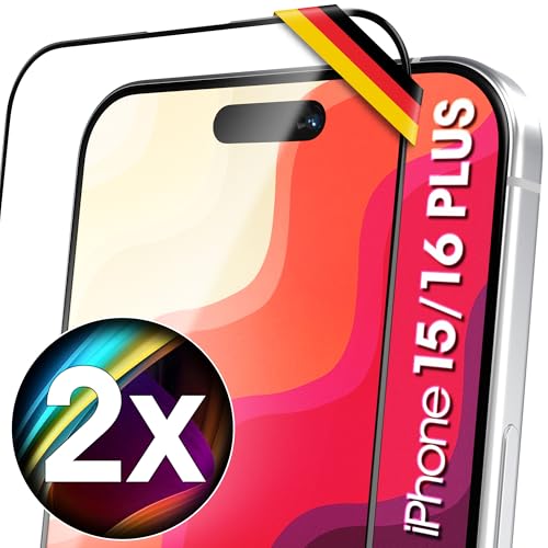 UTECTION 2X Full Screen Schutzglas für iPhone 16 Plus & iPhone 15 PLUS - 6.7" > Perfekte Größe für beide Modelle > Kinderleichte Anbringung > Ultra Robust und langlebig > Hier kaufen Sie Qualität von UTECTION