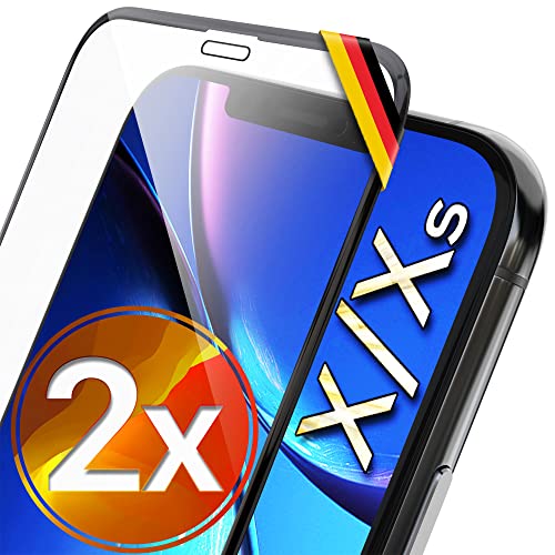 UTECTION 2X Full Screen Schutzglas für iPhone X/XS | Perfekte Passform vom Deutschen Anbieter | Kinderleichte Anbringung > Keine Blasenbildung, ultimative Glashärte für Langzeitschutz, 2 Stück von UTECTION