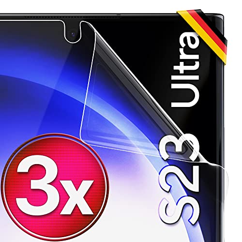 UTECTION 3X Schutzfolie für Samsung Galaxy S23 Ultra - Fingerabdruck kompatibel - Premium Folie KEIN Glas - Hüllenfreundlich - Anti Kratzer Displayschutzfolie Ultra Clear - Schutz Displayfolie von UTECTION