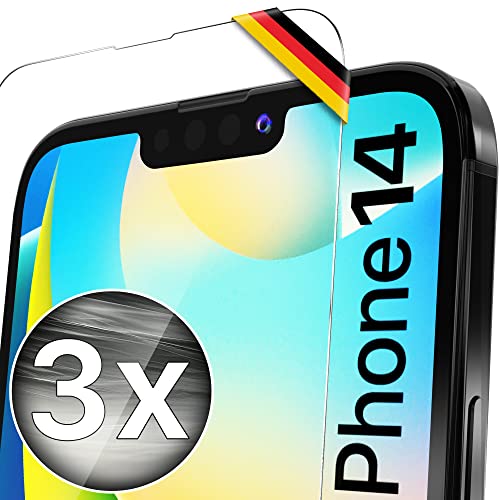 UTECTION 3X Schutzglas Folie für iPhone 14 - Kinderleichte Anbringung - Hochwertiger Displayschutz 9H aus Glas - Perfekte Schutzfolie Vorne für Hüllen & Cases - 3 Stück… von UTECTION