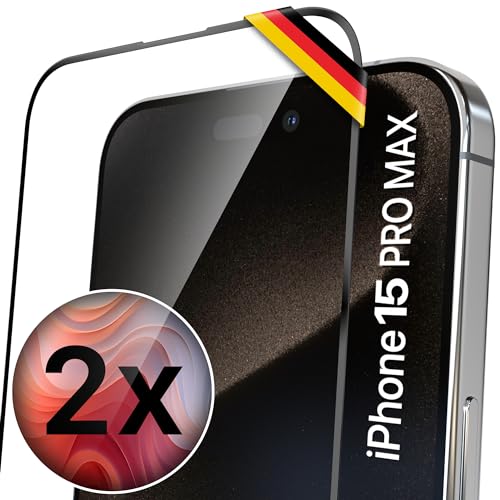 UTECTION Neue Perfekte Passform > 2X Full Screen Schutzglas für iPhone 15 PRO MAX | Deutscher Anbieter & Support | Kinderleichte Anbringung, ultimative Glashärte für Langzeitschutz, 2 Stück von UTECTION