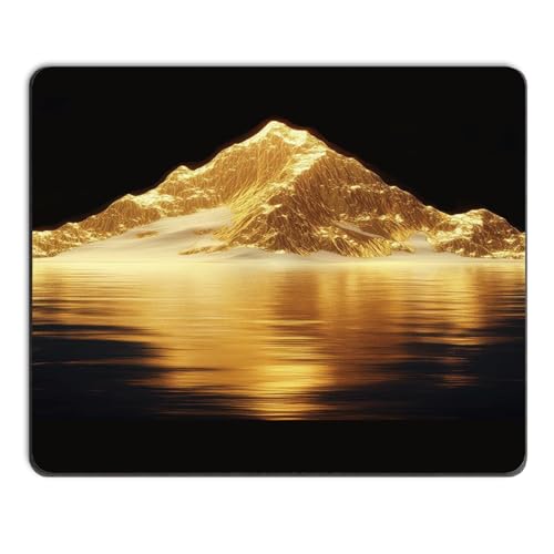 Mauspad, quadratisches Mauspad, personalisierbar, Premium-Textur, rutschfeste Gummiunterseite, wasserdichtes Gaming-Mauspad für kabellose Maus, Computer, Laptop, Büro, Zuhause (Goldener Berg) von UTGYRRIK