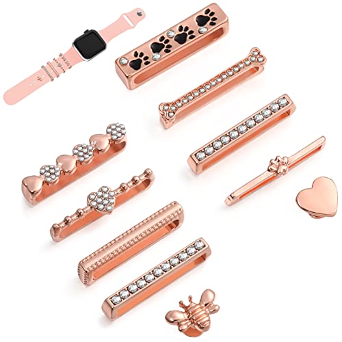 10Stücke Dekorative Ringe Mit Charms Für Smartwatch Armbänder Zubehör Für Silikon Uhrenarmbänder Kompatibel Mit Roségold Stilvolle Uhrendekorationen Für Damen 10Stücke Dekorative Ringe Mit Charms Für Smartwatch Armbänder Zubehör Für Silikon Uhrenarmbänder Kompatibel Mit Roségold Stilvolle Uhrendekorationen Für Damen von UTHCLO