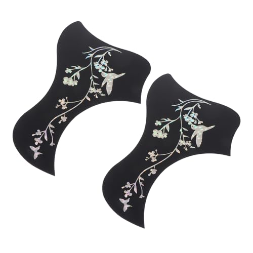 UTHCLO Kratzfeste Gitarrenaufkleber 2 Stück Abziehbilder für 40 41 Zoll (101 6 cm) Gitarren Silbernes Vogel-Schmetterlings-Muster Dekorativ von UTHCLO