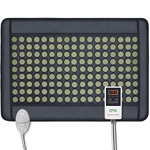 UTK Infrarot-Heizkissen für Rückenschmerzen, natürliches Jade-Heizkissen, mittlere Größe [21 "x 31"], 126 Jade-Steine, intelligenter Controller mit Speicherfunktion, einstellbare Temperatur und Zeit von UTK